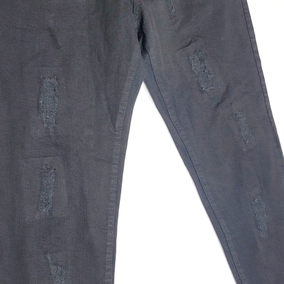 Men's Ring of Fire Black Slim Fit Distressed Denim Jeans Size 34X34. #452 - Picture 3 of 9